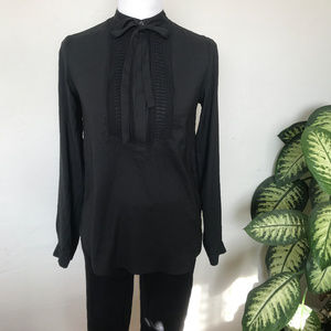 Ann Taylor Black Tuxedo Blouse